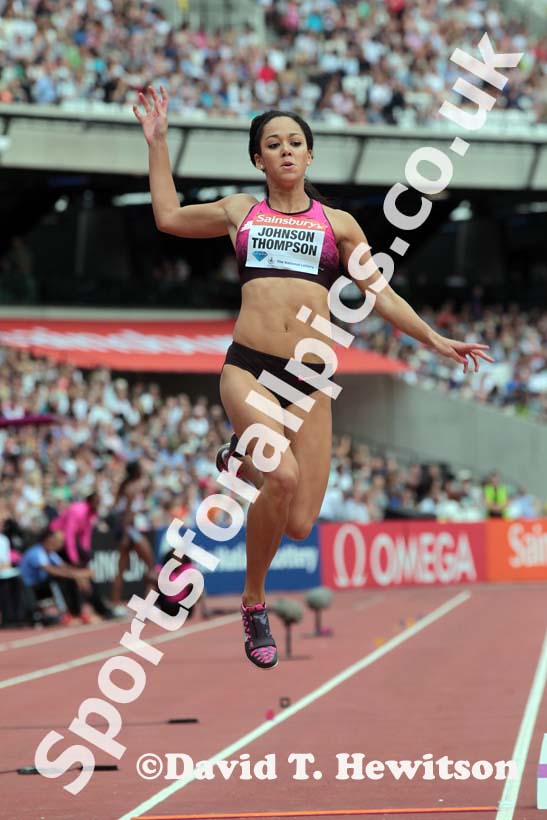 Katarina Johnson-Thompson winner of the long jump at the  2013 IAAF Diamond League, Sainsbury's Anniversary Games, Queen Elizabeth Olympic Park, London.